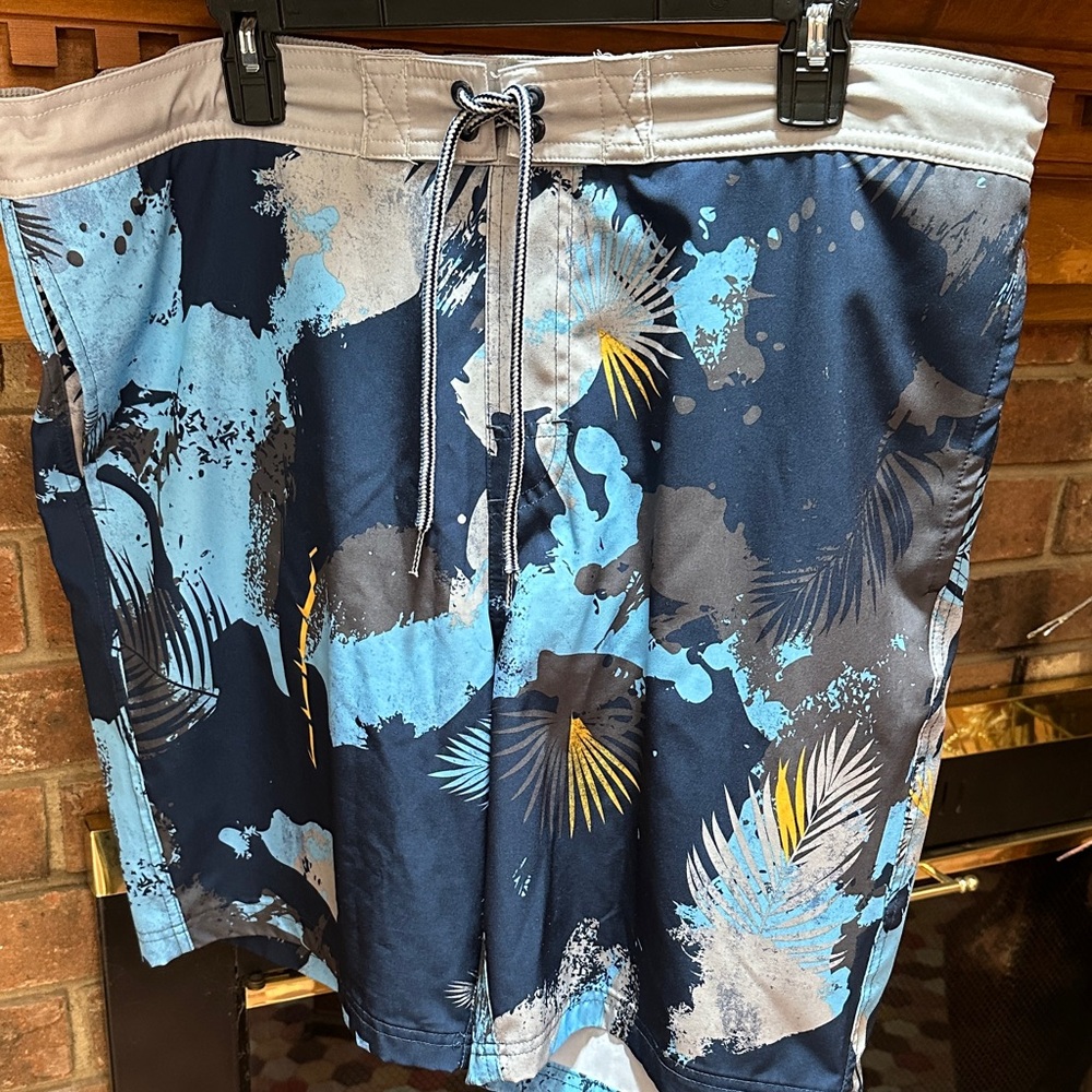 George Blue and Gray Tropical Men's Swim Shorts